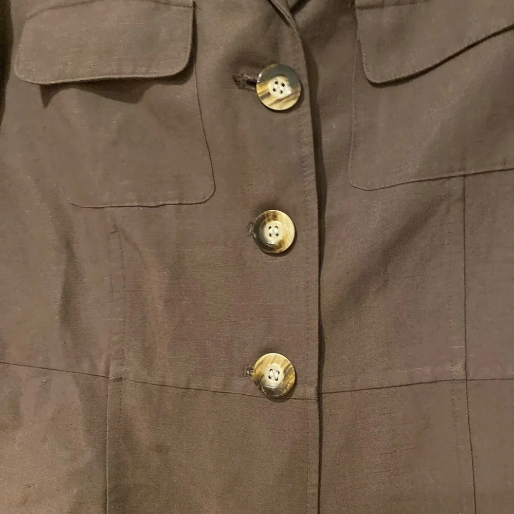 Chaus Dark Brown Utility Safari Jacket Women’s Size 8 Linen Blend - Picture 10 of 11